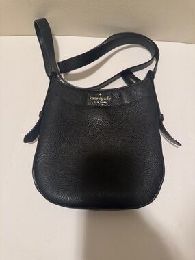 kate spade Black Pebbled Leather Crossbody Hobo Bag